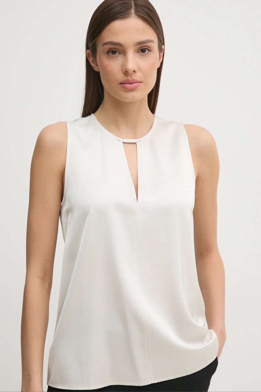 Блузка Calvin Klein жіноча колір бежевий однотонна K20K208190 