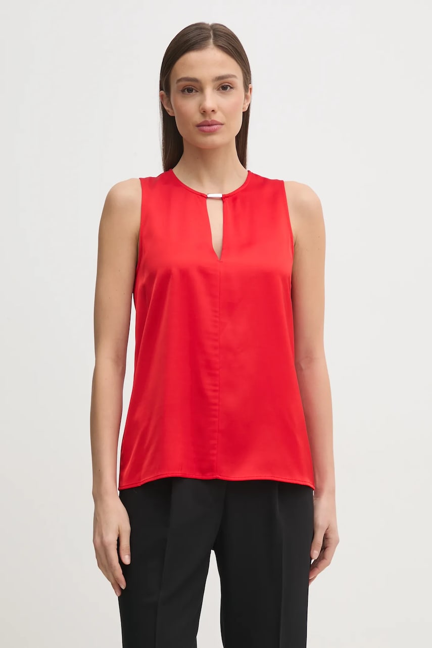 Levně Halenka Calvin Klein dámská, červená barva, hladká, K20K208190