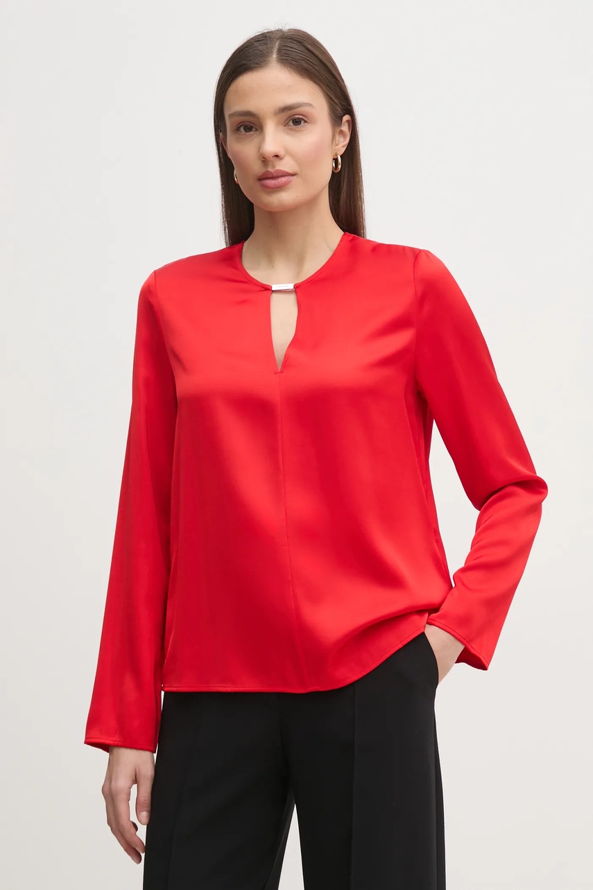 Levně Halenka Calvin Klein dámská, červená barva, hladká, K20K208192