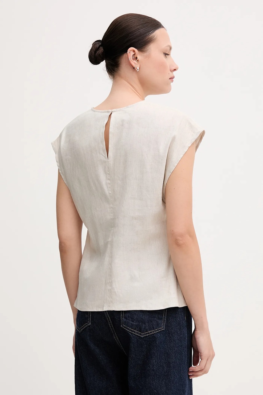 Λευκή μπλούζα Calvin Klein γυναικεία, χρώμα: μπεζ, LV044B120G φωτογραφία