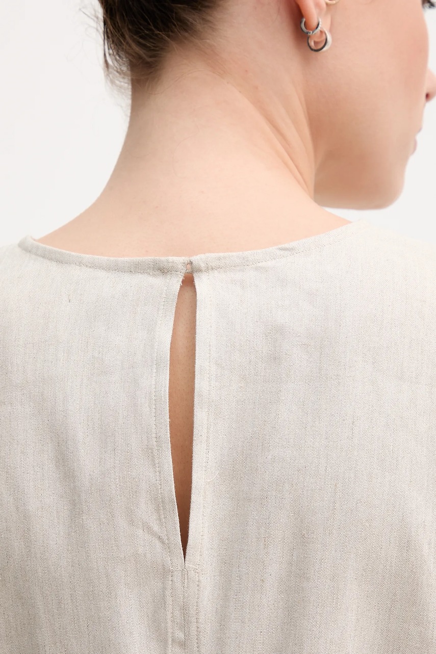 Λευκή μπλούζα Calvin Klein γυναικεία, χρώμα: μπεζ, LV044B120G φωτογραφία