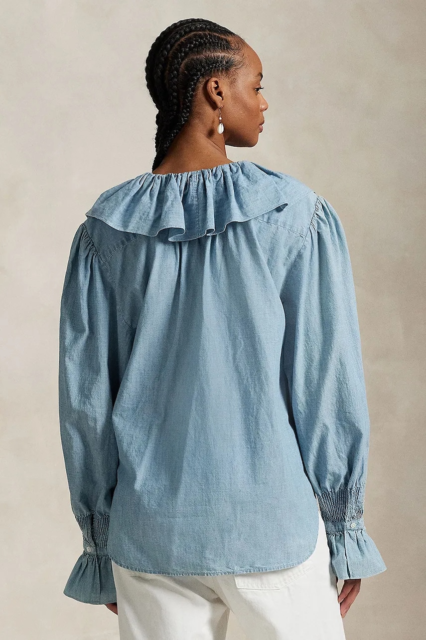 Хлопковая блузка Polo Ralph Lauren женская однотонная 211965849 Хлопковая блузка Polo Ralph Lauren женская однотонная 211965849