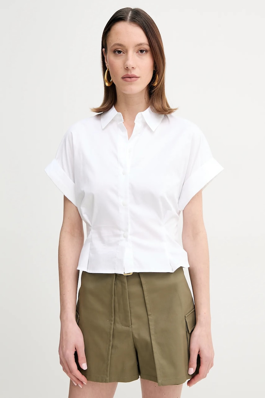 Levně Košile Guess JULIE dámská, bílá barva, relaxed, s klasickým límcem, W5GH0W WAF10