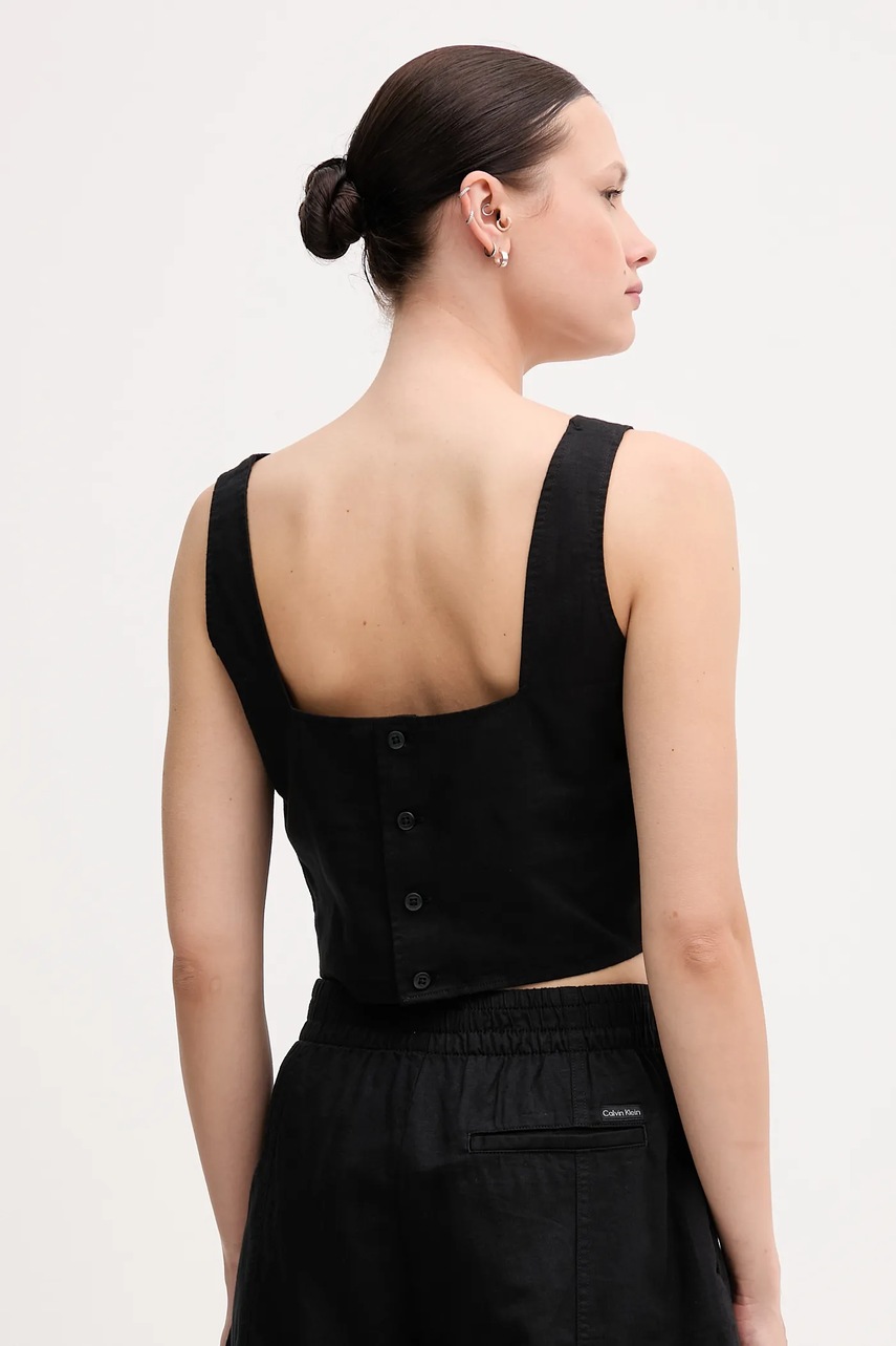 Halenka s lněnou směsí Calvin Klein Jeans (obrázek 3)