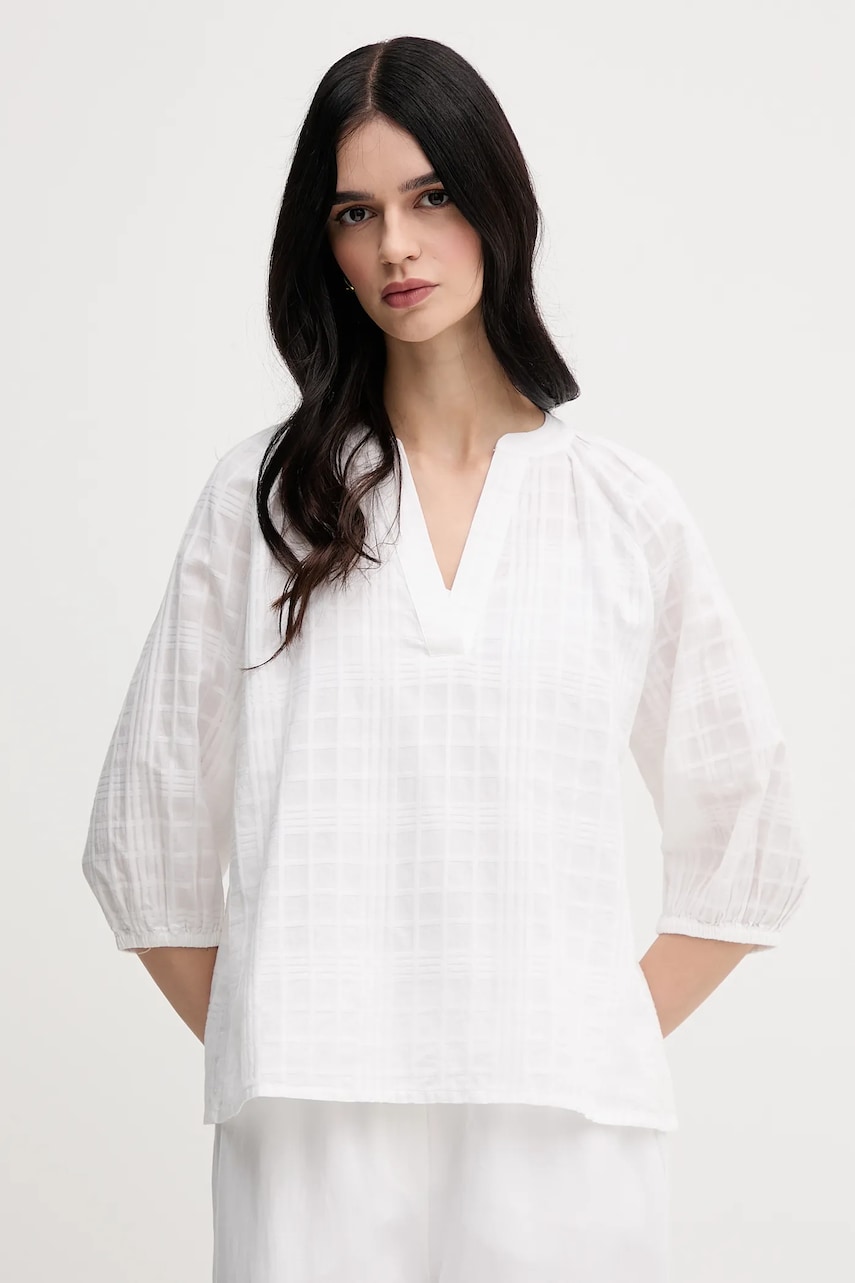 Levně Bavlněná halenka Barbour Heidi dámská, bílá barva, hladká, LSH1668WH11