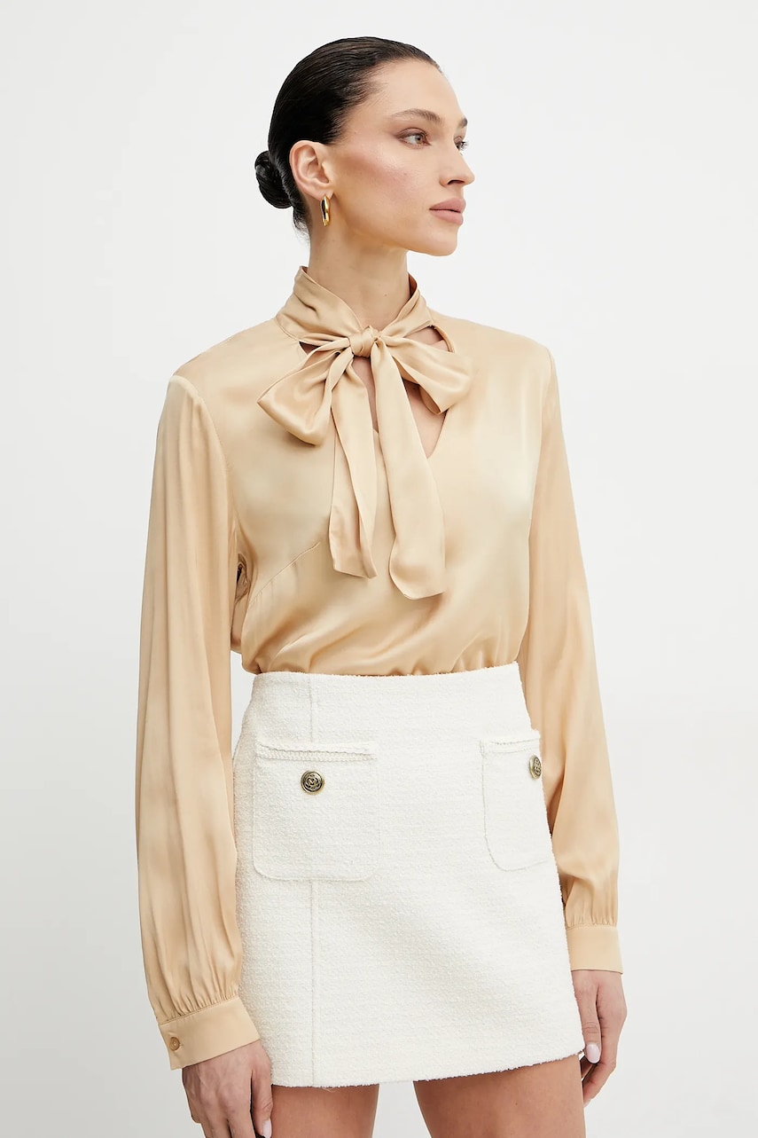 Fracomina bluză femei, culoarea bej, uni, FS25ST1001W73201