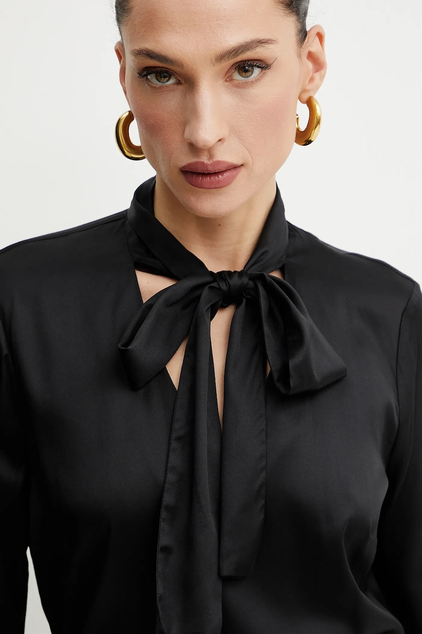 Fracomina bluză femei, culoarea negru, uni, FS25ST1001W73201