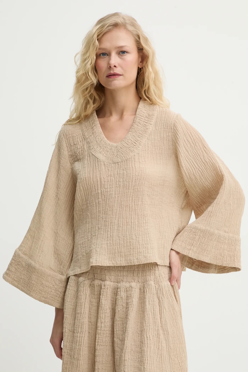 By Malene Birger bluza MOON femei, culoarea bej, neted, 103388 By Malene Birger bluza MOON femei, culoarea bej, neted, 103388