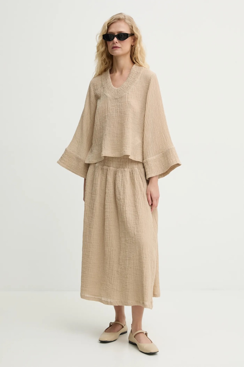 Блузка By Malene Birger MOON цвет бежевый однотонная 103388