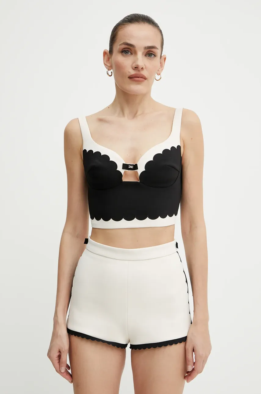 Halenka Elisabetta Franchi dámská, černá barva, vzorovaná, TO01952E2