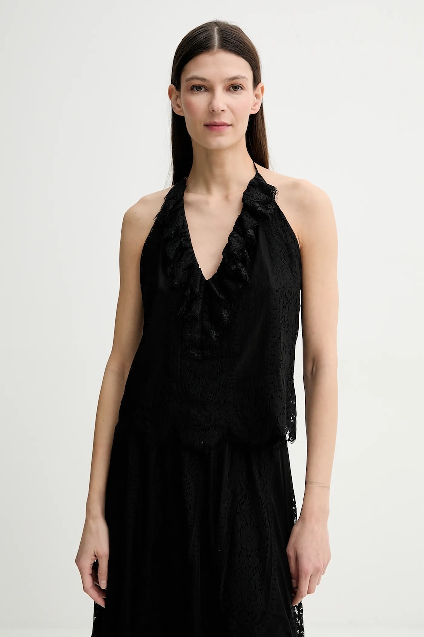 Herskind bluza Tina femei, culoarea negru, cu imprimeu, 5578204