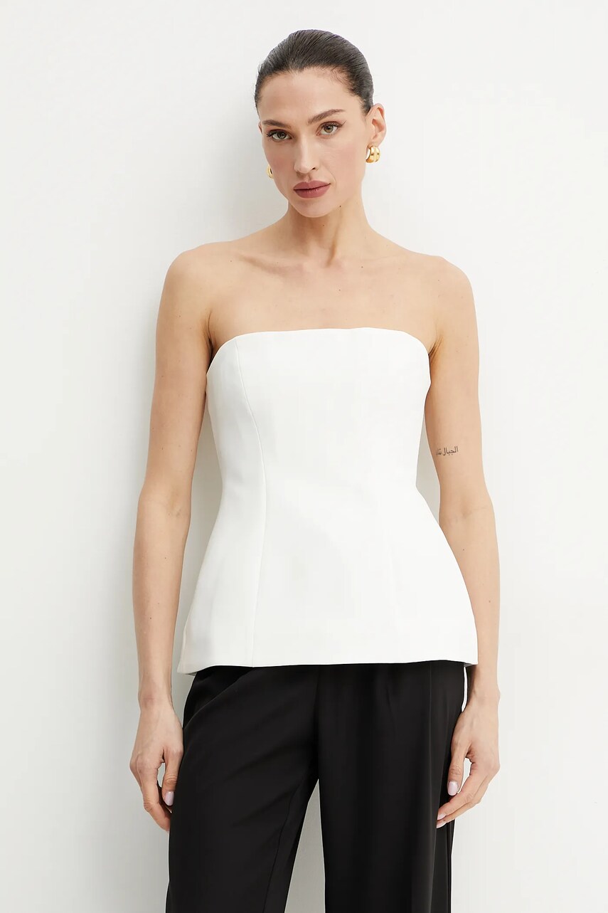 Bardot top HELENIA femei, culoarea alb, neted, 59812TB