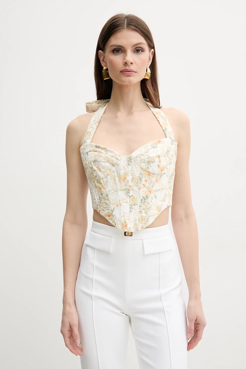 Bardot top POLLIE femei, culoarea alb, cu imprimeu, 59831TB Bardot top POLLIE femei, culoarea alb, cu imprimeu, 59831TB