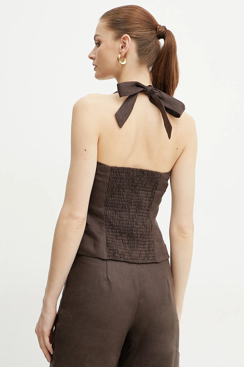 Bardot vászon felső RIXTON barna, női, sima, 59842TB4 termék 2. képe