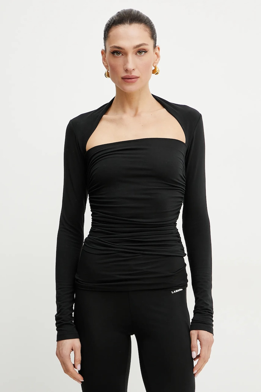 La Mania bluză femei, culoarea negru, uni, SORREL La Mania bluză femei, culoarea negru, uni, SORREL