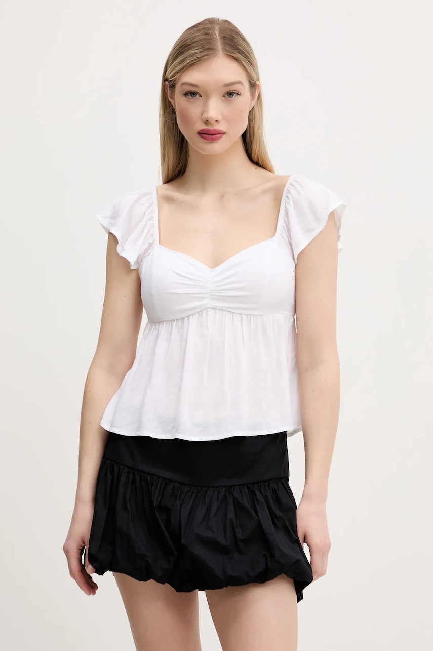 Hollister Co. bluza femei, culoarea alb, neted, KI340-5050 Hollister Co. bluza femei, culoarea alb, neted, KI340-5050