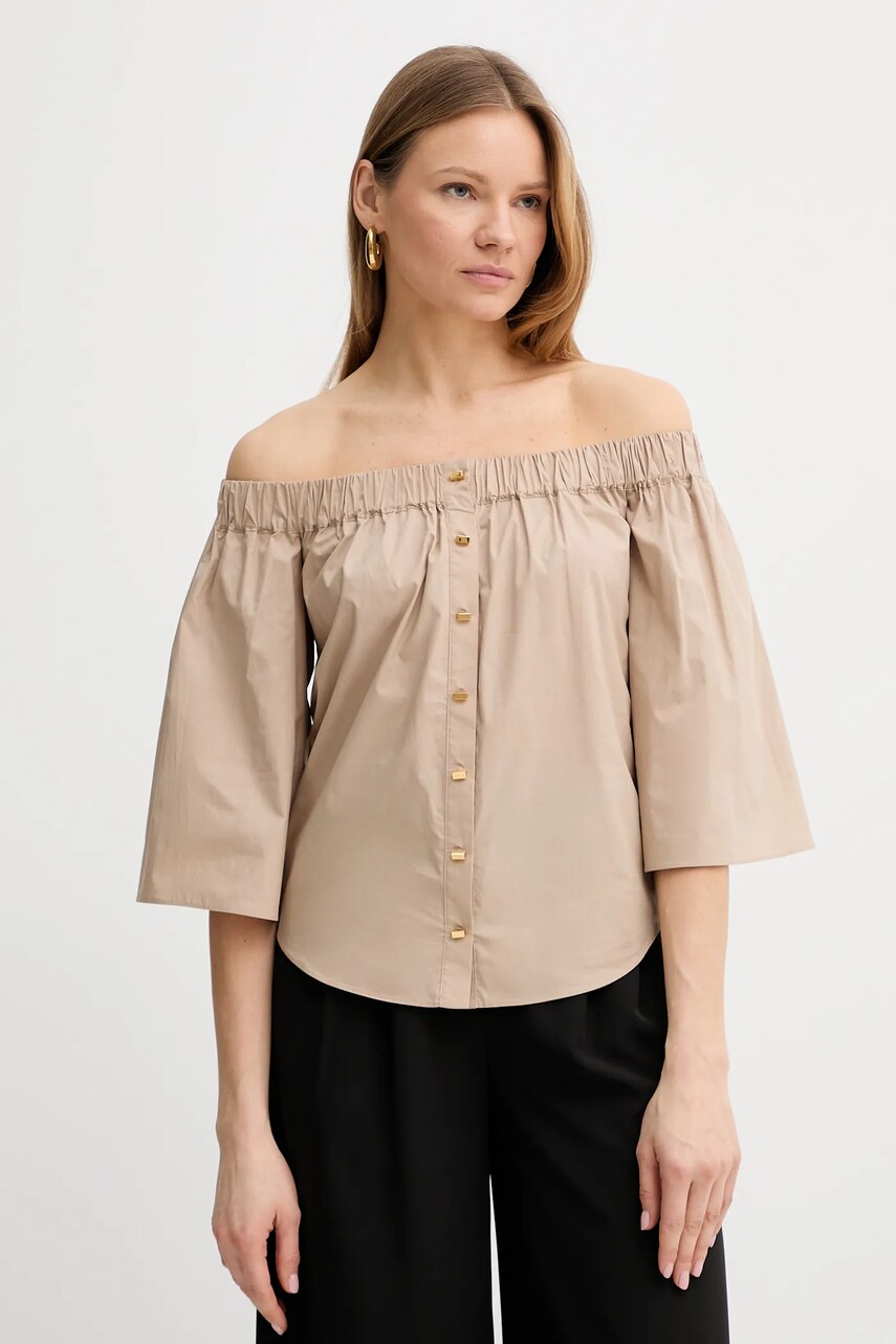 Levně Bavlněná halenka Marciano Guess PAT dámská, béžová barva, hladká, 5GGH28 7315A