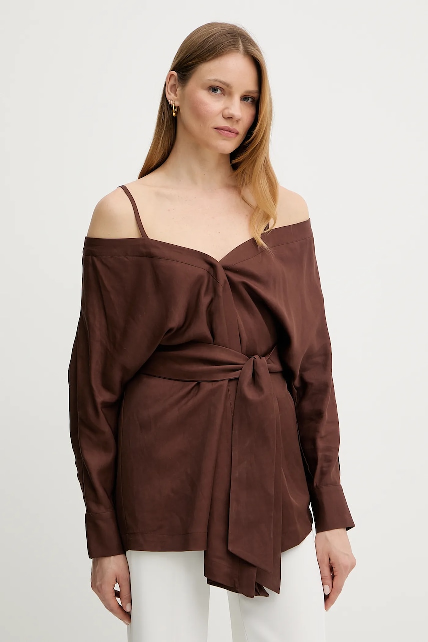 Levně Halenka Marciano Guess GRETA dámská, hnědá barva, hladká, 5GGH37 7316A
