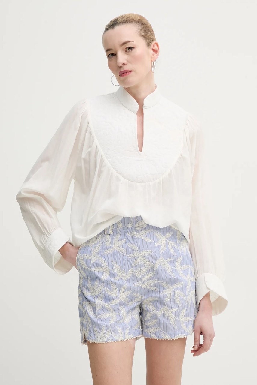 MUNTHE bluza FRANTZ femei, culoarea bej, cu imprimeu, 251100525130 MUNTHE bluza FRANTZ femei, culoarea bej, cu imprimeu, 251100525130