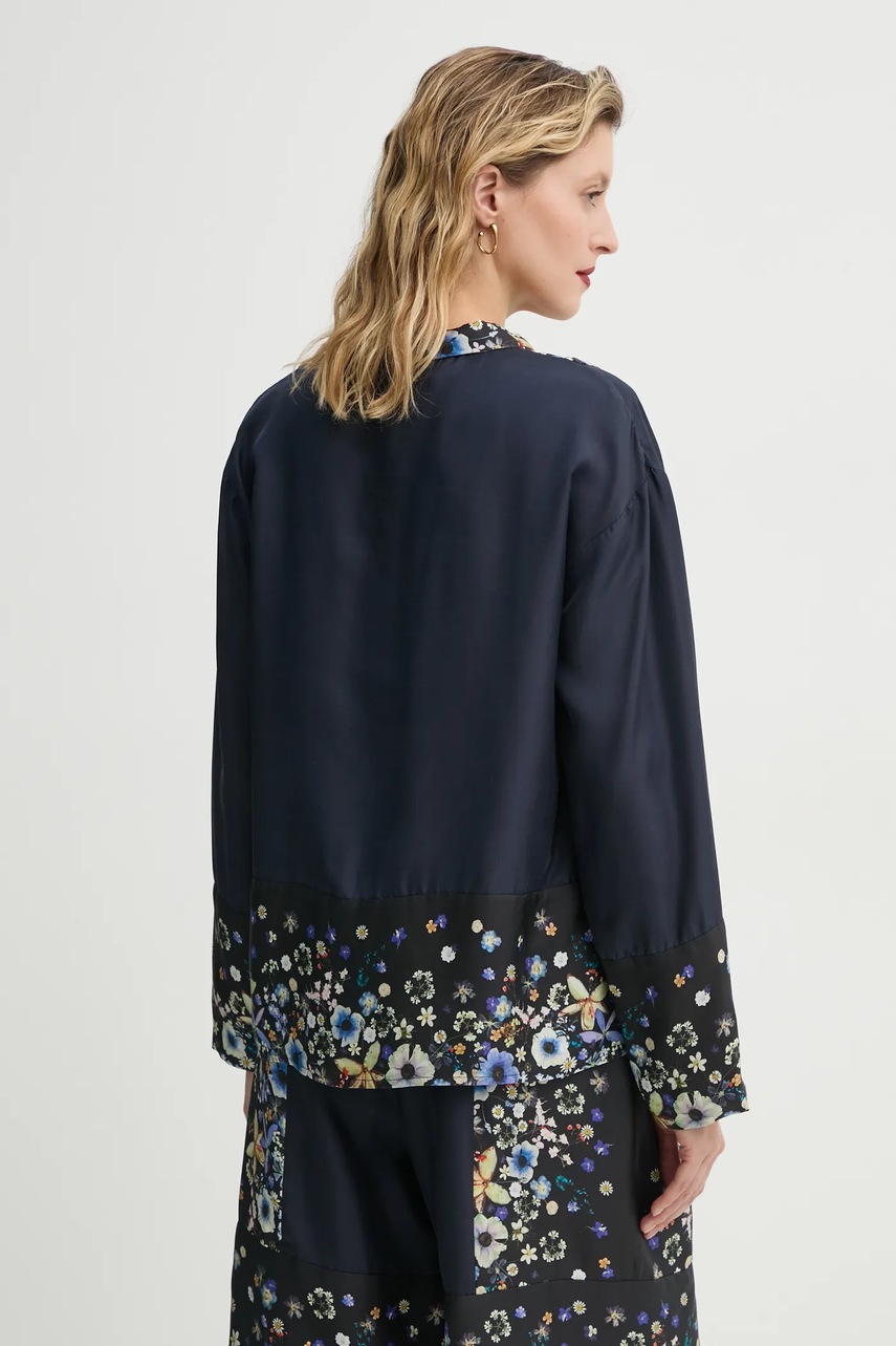 Μεταξωτό πουκάμισο MUNTHE FAIZA χρώμα: ναυτικό μπλε, 251101025118 φωτογραφία