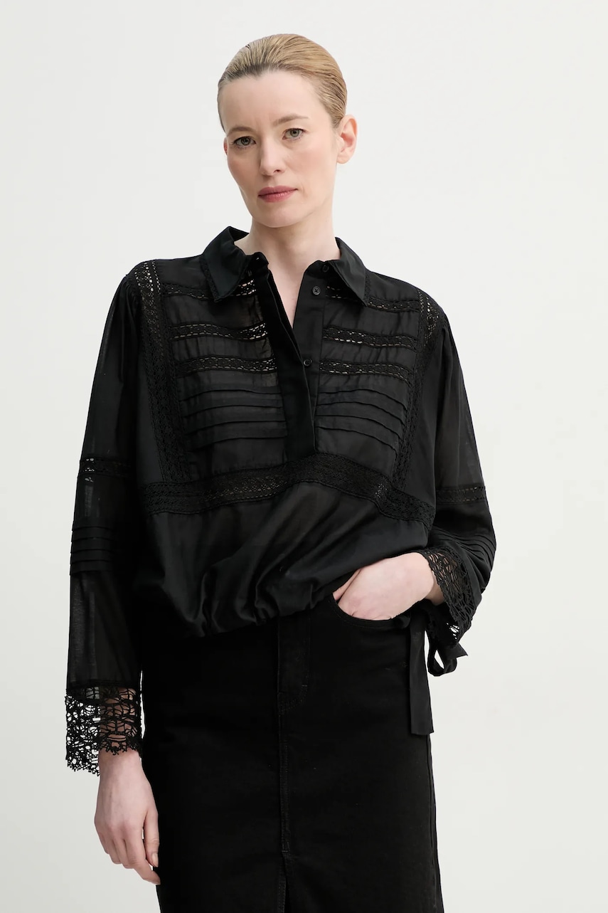 MUNTHE bluza FERDIE femei, culoarea negru, neted, 251102025128 MUNTHE bluza FERDIE femei, culoarea negru, neted, 251102025128
