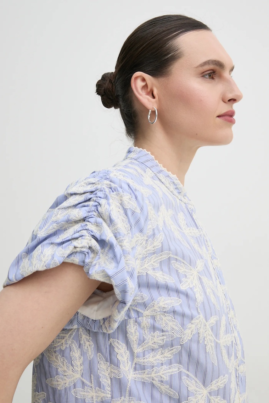 Βαμβακερό πουκάμισο MUNTHE FREDIA χρώμα: μπλε, 251103025136 φωτογραφία