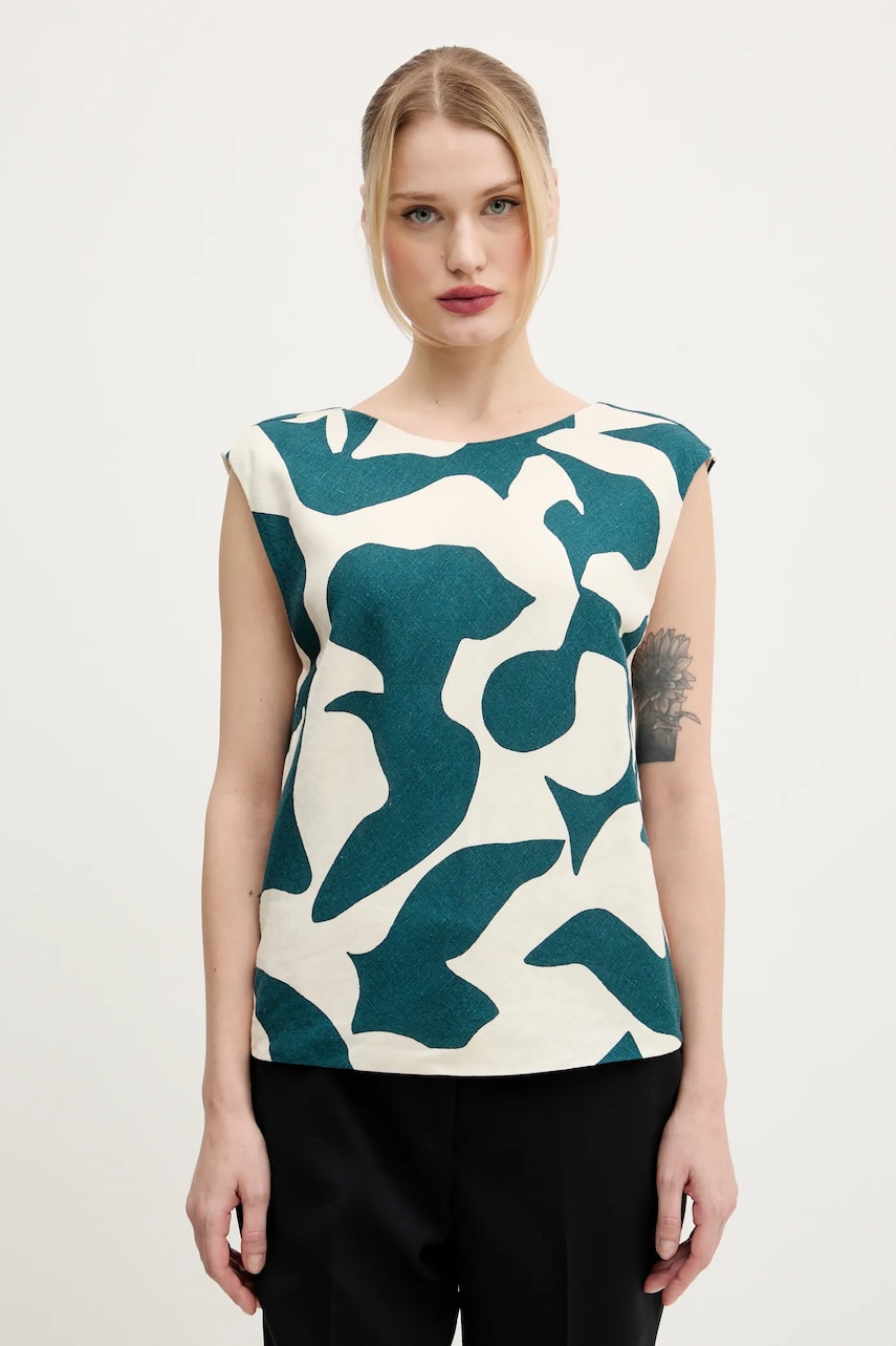 Abercrombie & Fitch bluza din in femei, culoarea bej, modelator, KI140-5080 Abercrombie & Fitch bluza din in femei, culoarea bej, modelator, KI140-5080