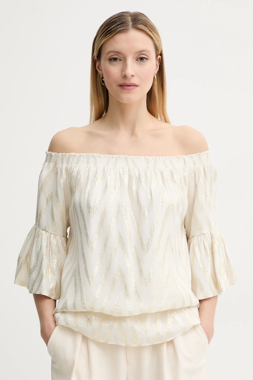 Bruuns Bazaar bluza femei, culoarea bej, cu imprimeu, BBW4425