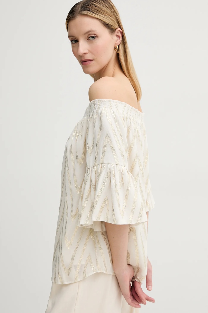 Μπλουζάκι Bruuns Bazaar χρώμα: μπεζ, BBW4425 φωτογραφία