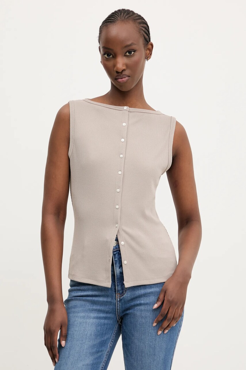 Abercrombie & Fitch bluză femei, culoarea bej, uni, KI139-5175