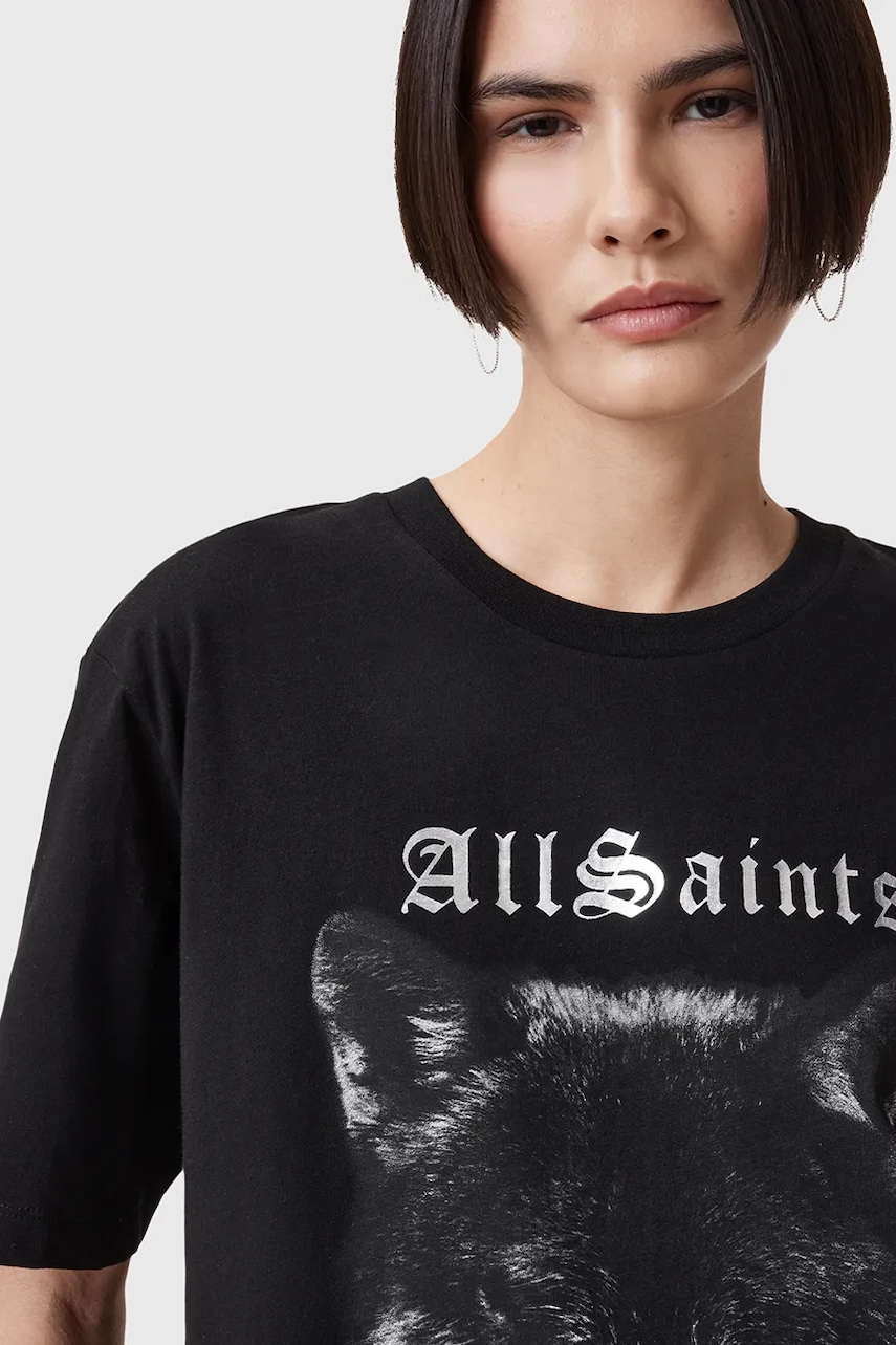 Хлопковая футболка AllSaints DAWN женские цвет чёрный W016JC Хлопковая футболка AllSaints DAWN женские цвет чёрный W016JC