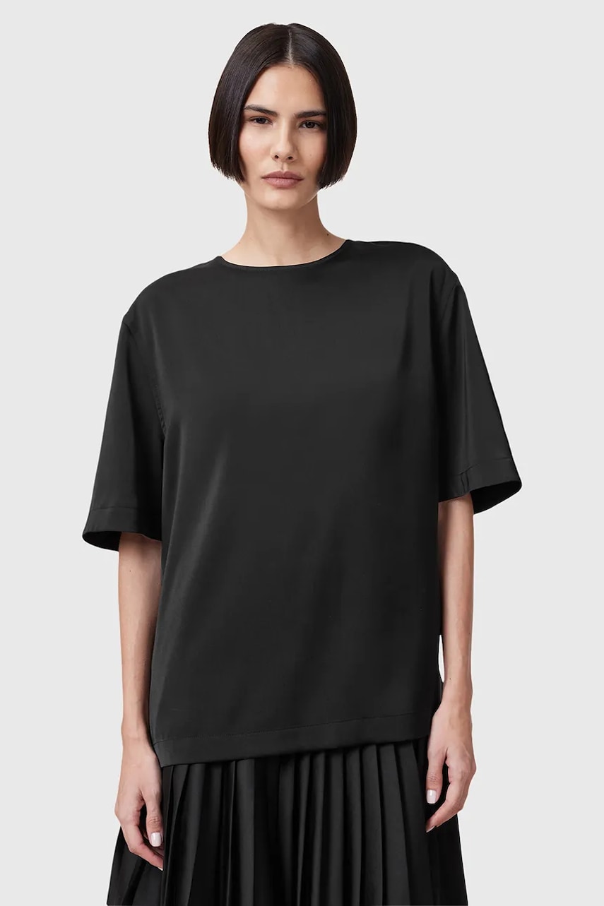 AllSaints bluza AMELIE femei, culoarea negru, neted, W032PC AllSaints bluza AMELIE femei, culoarea negru, neted, W032PC