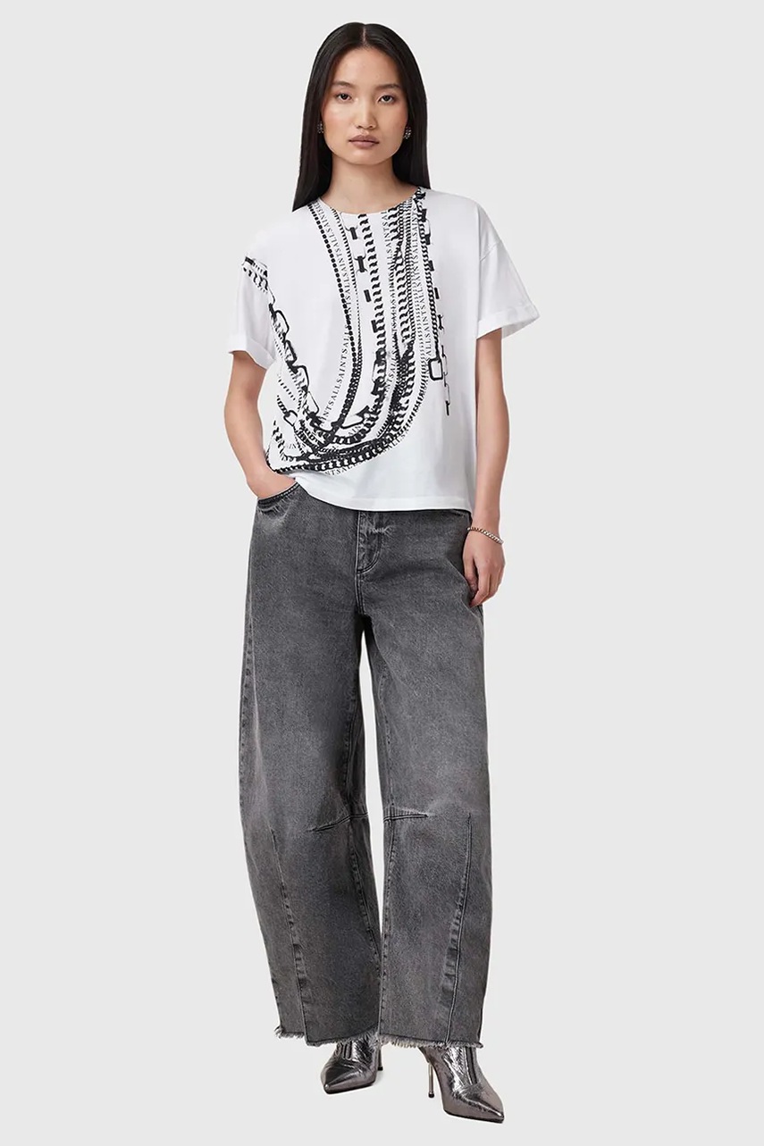 Бавовняна блузка AllSaints METALLO жіноча колір білий з принтом W039JC 