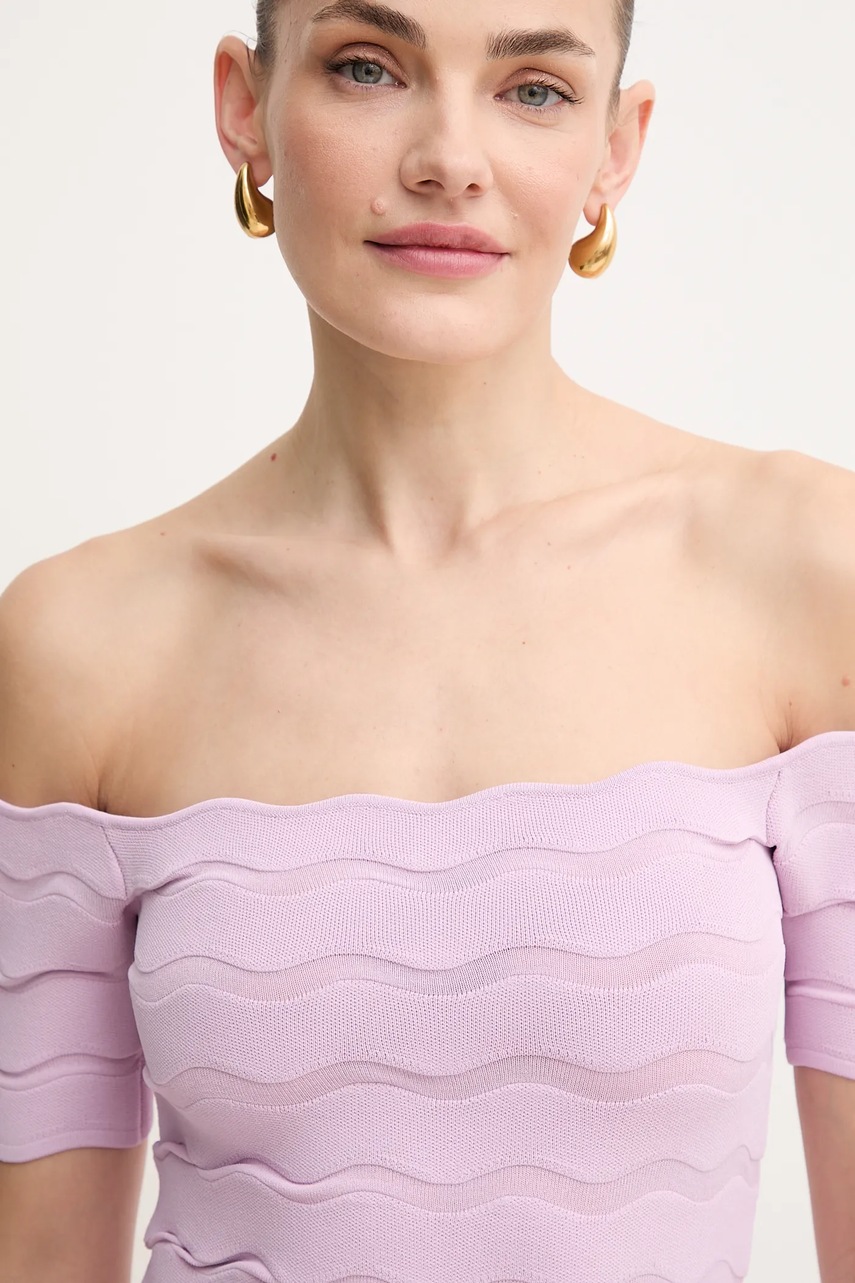 Μπλουζάκι Herve Leger Lainey χρώμα: μοβ, SCJ1513588 φωτογραφία