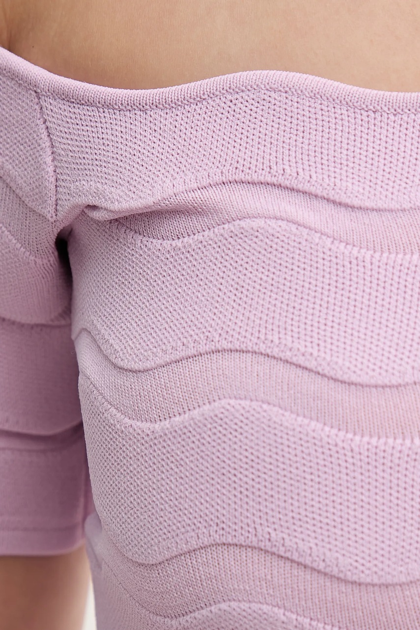 Μπλουζάκι Herve Leger Lainey χρώμα: μοβ, SCJ1513588 φωτογραφία