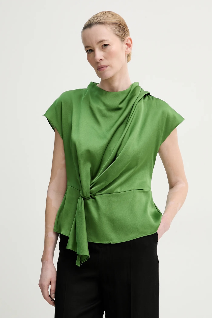 Bruuns Bazaar bluza femei, culoarea verde, neted