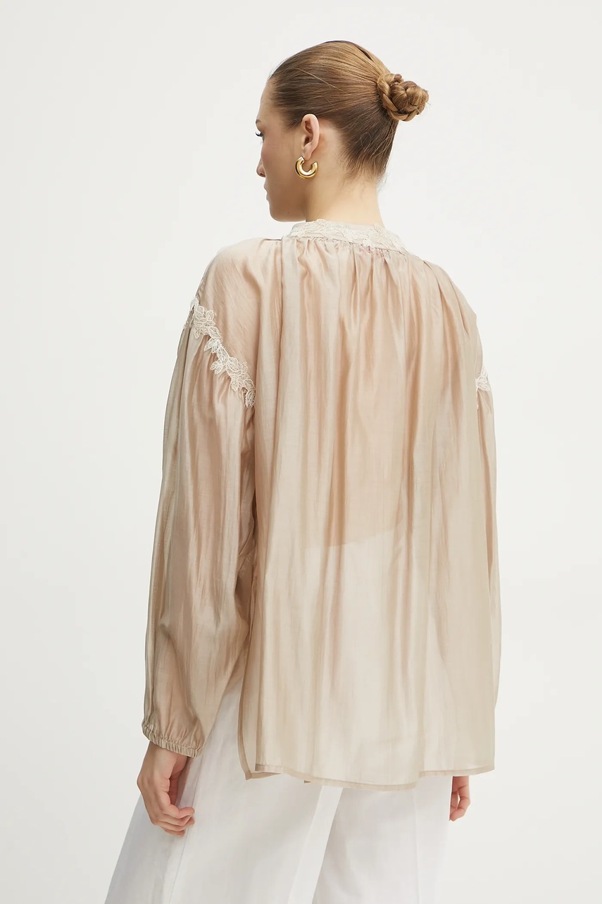 Μπλουζάκι Ermanno Firenze χρώμα: μπεζ, 56TK021ES3 φωτογραφία