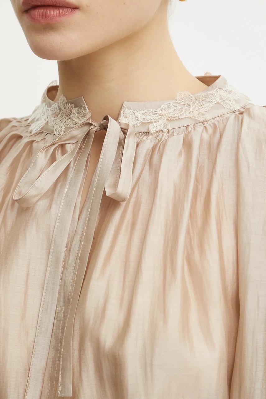 Μπλουζάκι Ermanno Firenze χρώμα: μπεζ, 56TK021ES3 φωτογραφία