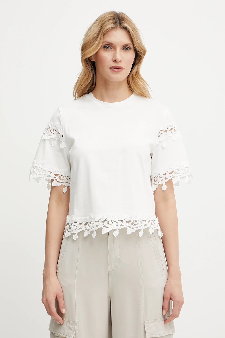 Morgan tricou din bumbac DFUTUR femei, culoarea alb, DFUTUR Morgan tricou din bumbac DFUTUR femei, culoarea alb, DFUTUR