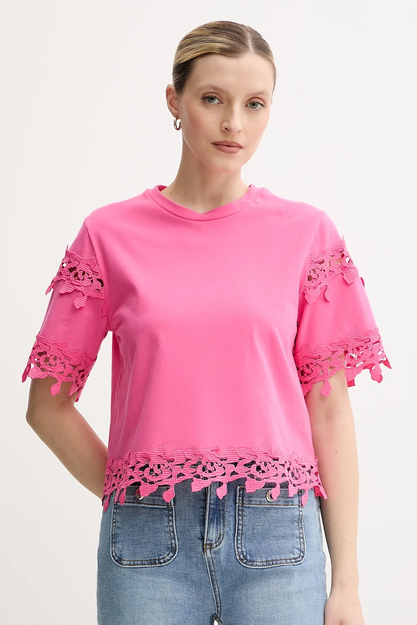 Morgan tricou din bumbac DFUTUR femei, culoarea roz, DFUTUR