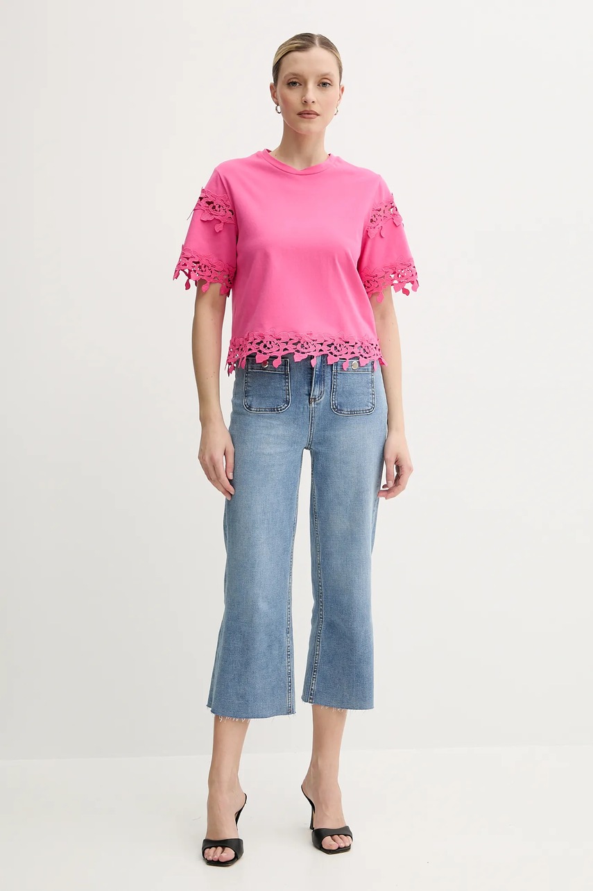 Хлопковая футболка Morgan DFUTUR женская цвет розовый DFUTUR