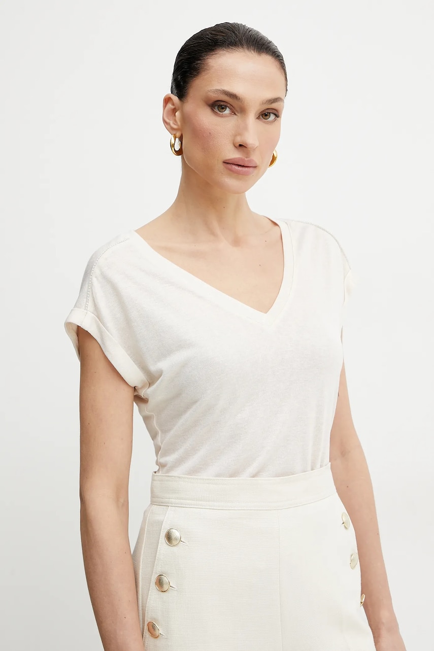 Morgan tricou DEMA femei, culoarea bej, DEMA Morgan tricou DEMA femei, culoarea bej, DEMA