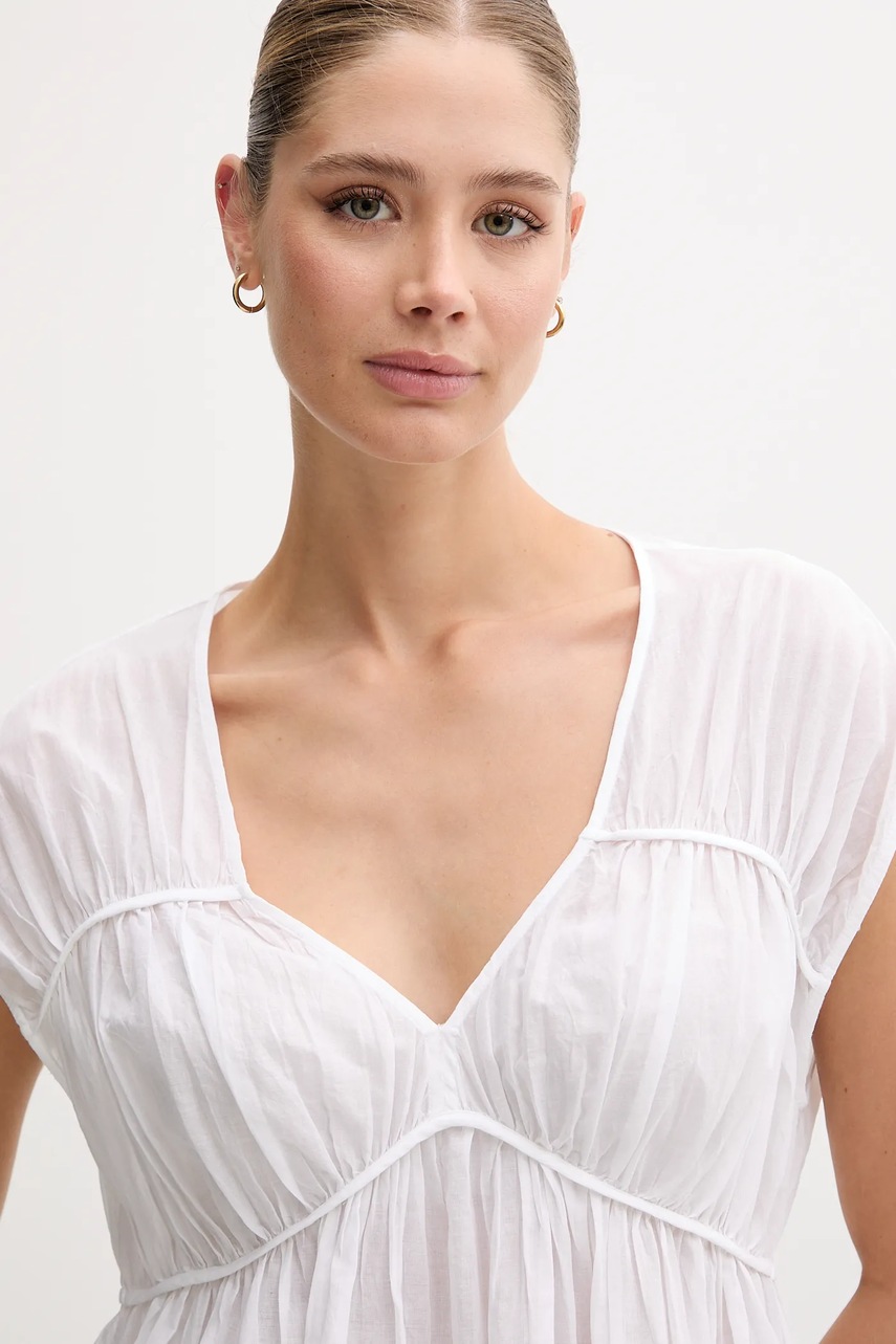 Βαμβακερή μπλούζα United Colors of Benetton γυναικεία, χρώμα: άσπρο, 5VZCDQ0C3 φωτογραφία