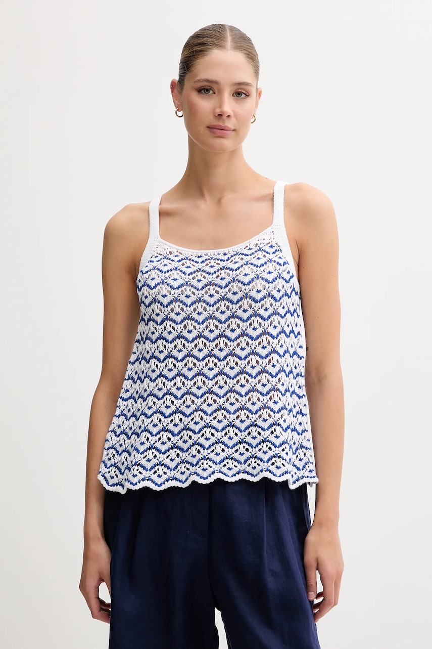 United Colors of Benetton top din bumbac culoarea alb, 1498EH01D