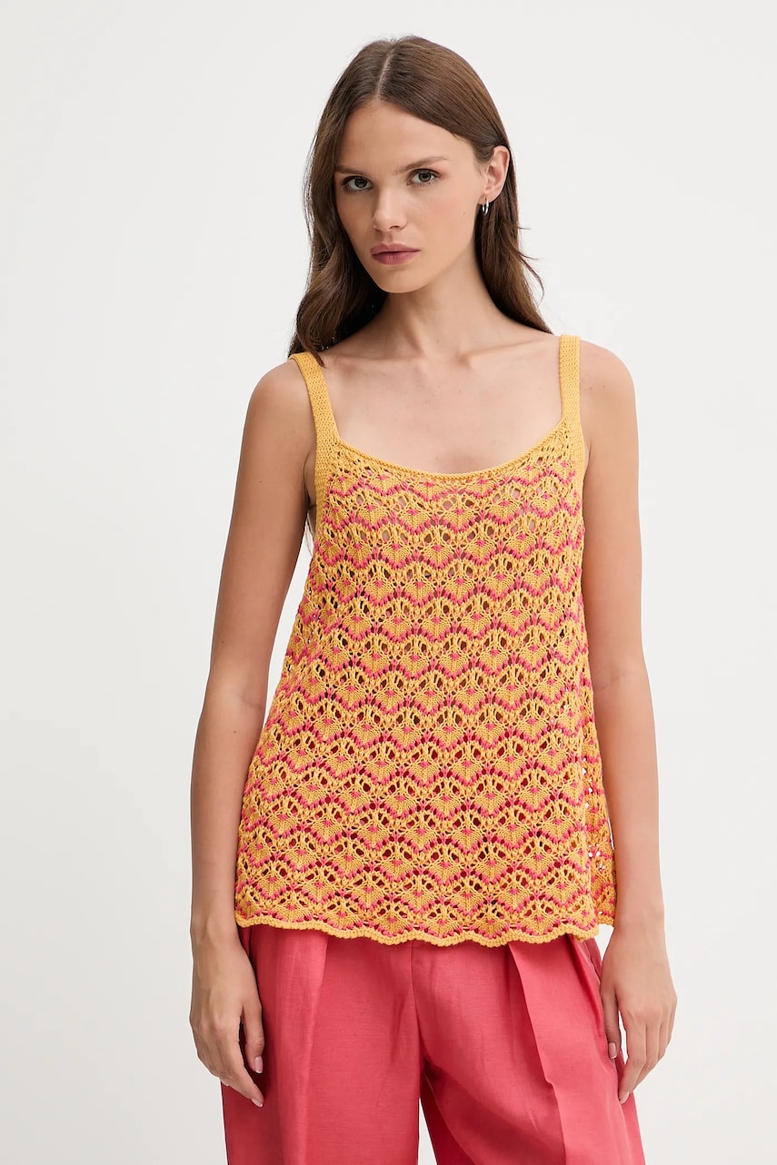 Levně Bavlněný top United Colors of Benetton oranžová barva, 1498EH01D