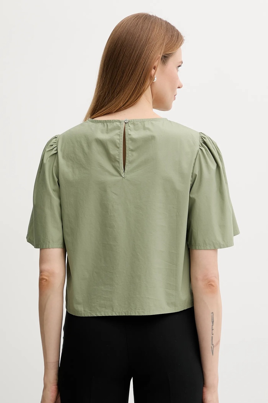 Βαμβακερή μπλούζα United Colors of Benetton γυναικεία, χρώμα: πράσινο, 5AC7DQ0BP φωτογραφία