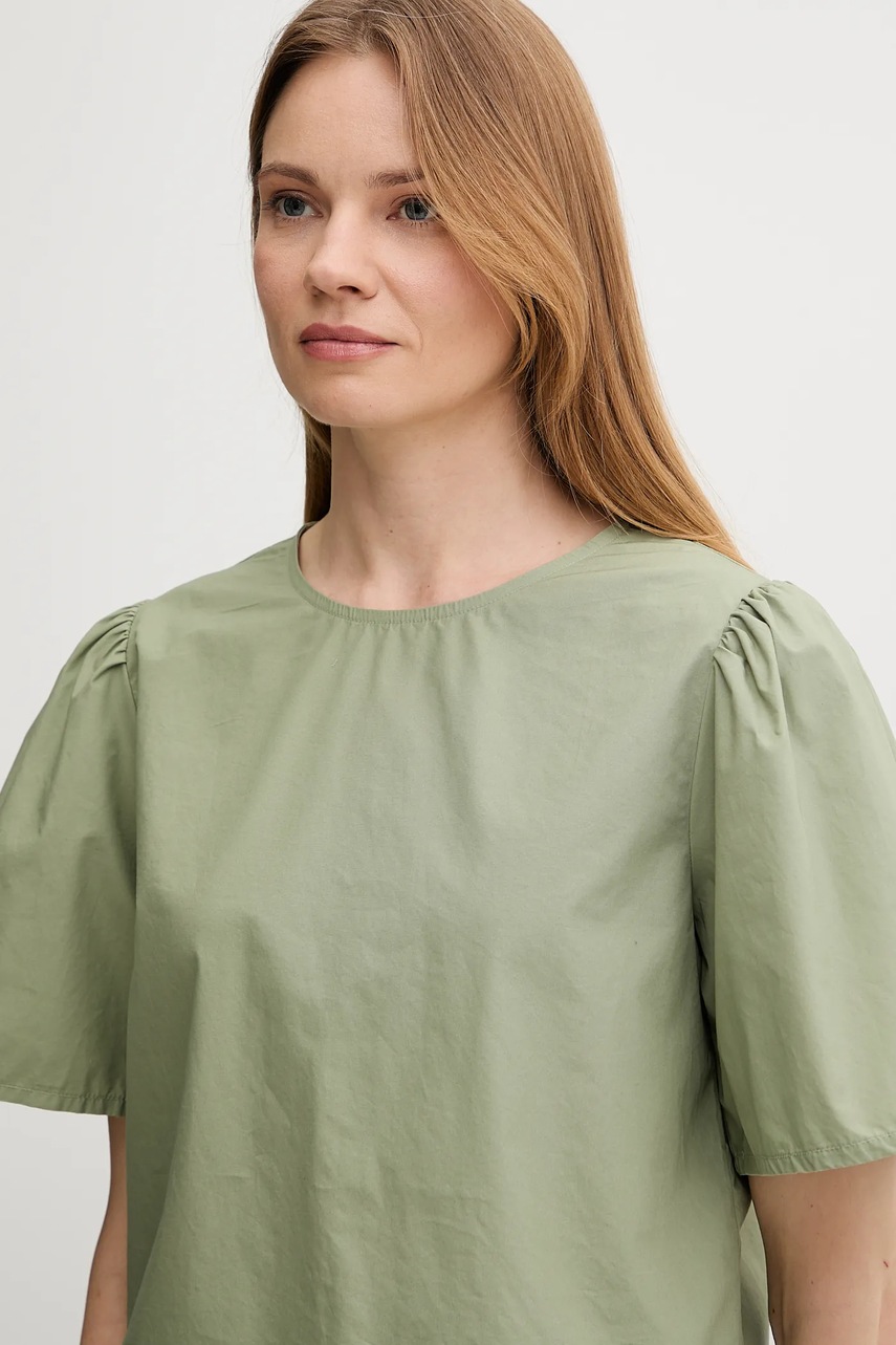 Βαμβακερή μπλούζα United Colors of Benetton γυναικεία, χρώμα: πράσινο, 5AC7DQ0BP φωτογραφία