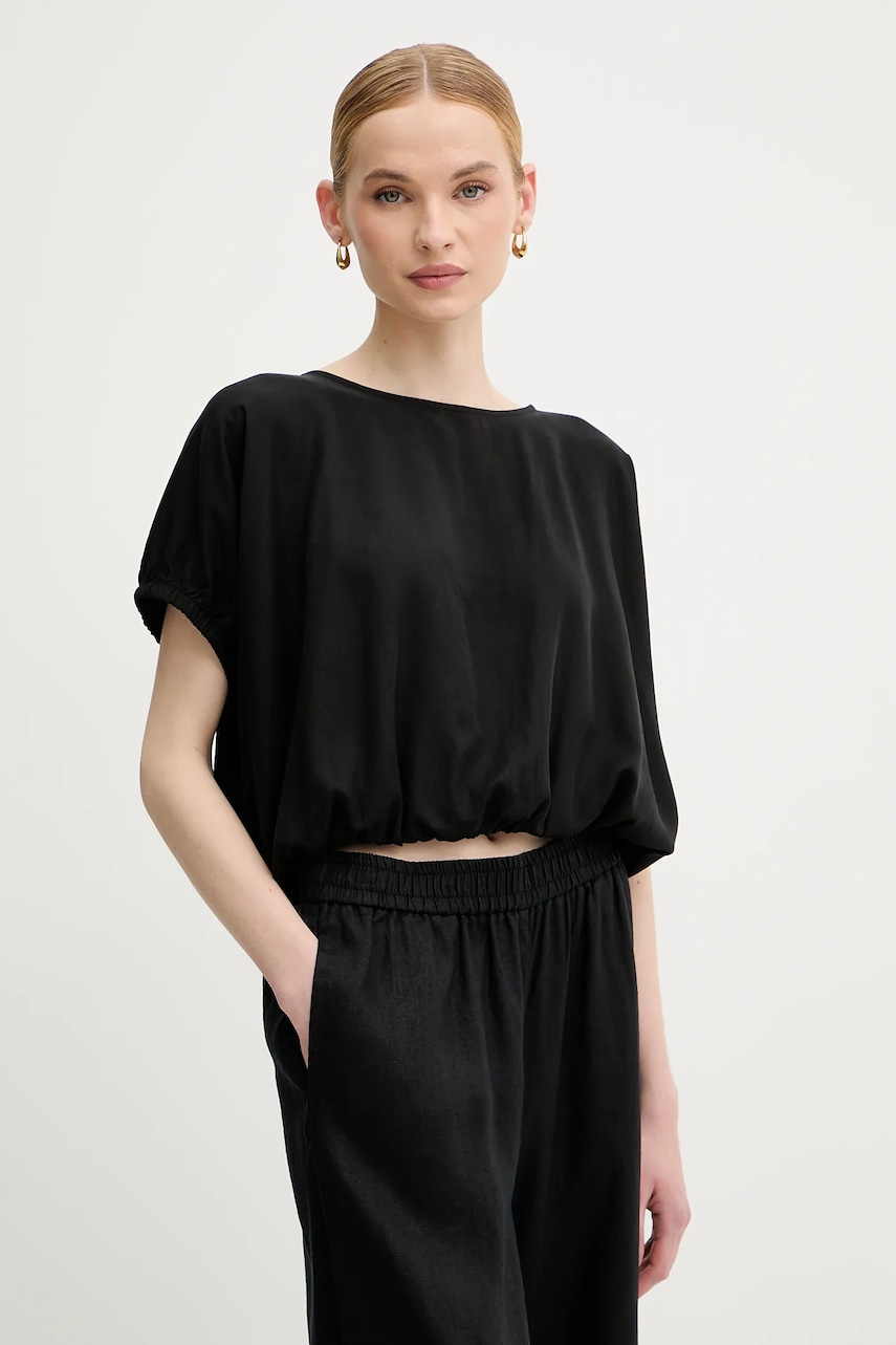 United Colors of Benetton bluză culoarea negru, uni, 5NPHDQ0C6