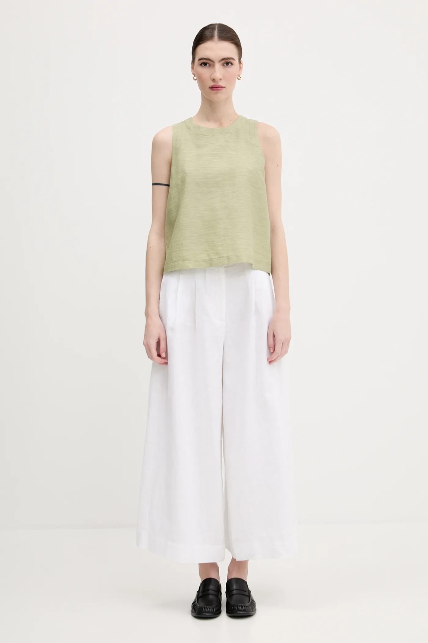 Блузка с примесью шерсти United Colors of Benetton цвет зелёный узор 5YPVDQ0BL