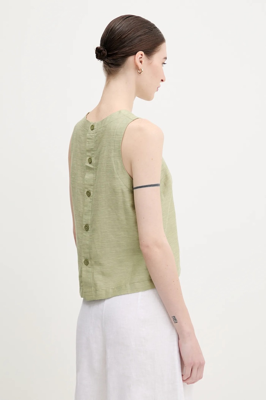 Μπλούζα με μείγμα από λινό United Colors of Benetton γυναικεία, χρώμα: πράσινο, 5YPVDQ0BL φωτογραφία